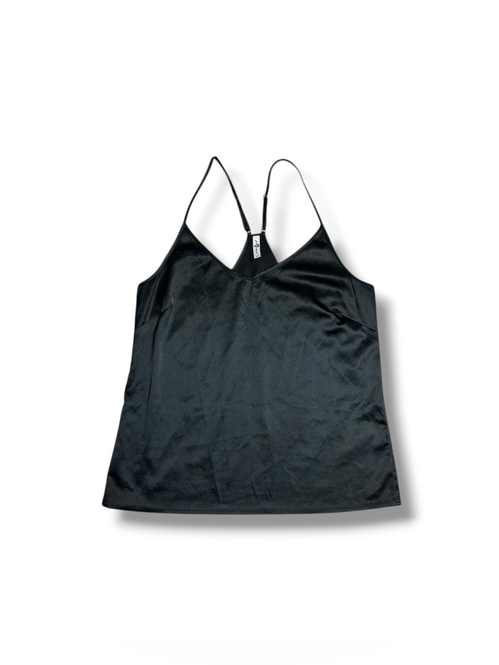 7 For All Mankind Black Stretch Satin Racerback Tank Top XS Minimalist Cami